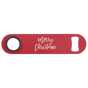 Merry Christmas Simple Red Bottle Opener Bar Key
