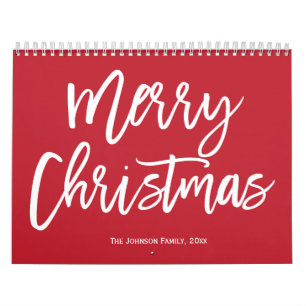 Merry Christmas Simple Red Calendar