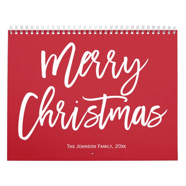Merry Christmas Simple Red Calendar (Cover)