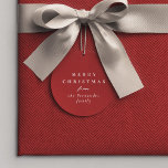 Merry Christmas simple red personalized gift Favour Tags<br><div class="desc">Designed to coordinate with the Lea Delaveris Design holiday herringbone collection, this red personalized Merry Christmas gift tag is the perfect touch for all your Christmas gifts. The classic and sophisticated red background is versatile and coordinates with a variety of wrapping paper designs (though this matches perfectly with the red...</div>