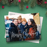 Merry Christmas simple script family photo Holiday Postcard<br><div class="desc">This classic simple holiday postcard features "Merry Christmas" in script at the bottom of a single horizontal photo. This Christmas photo card is perfect for use as a family Christmas card. The back of the card has room for a second photo and longer custom message or it can be left...</div>