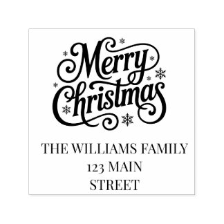 Merry Christmas simple script return address  Self-inking Stamp