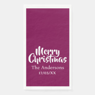 Merry Christmas Simple Stylish Modern Minimal Mono Napkin