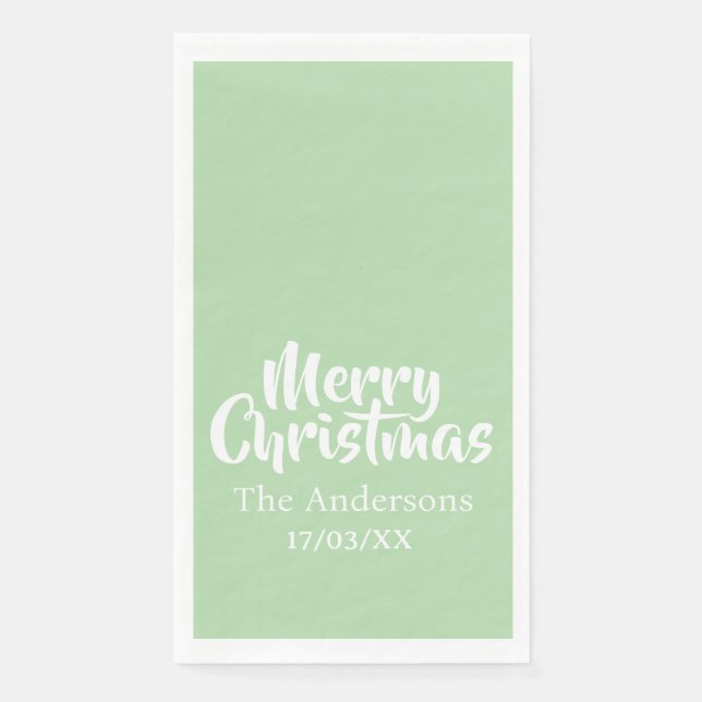 Merry Christmas Simple Stylish Modern Minimal Mono Napkin (Front)