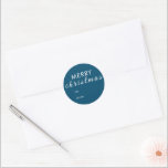 Merry Christmas Simple To From Name Gift Classic Round Sticker<br><div class="desc">"Merry Christmas" simple custom to and from names gift Classic Round Sticker - Blue.</div>