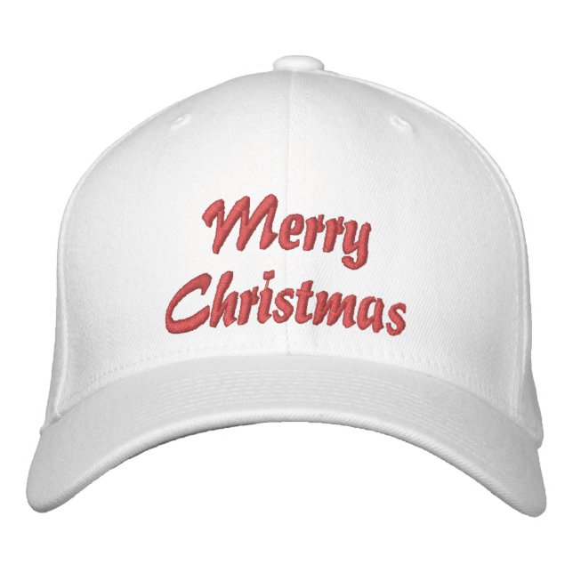 Merry Christmas Simple Typography Embroidered Embroidered Hat (Front)