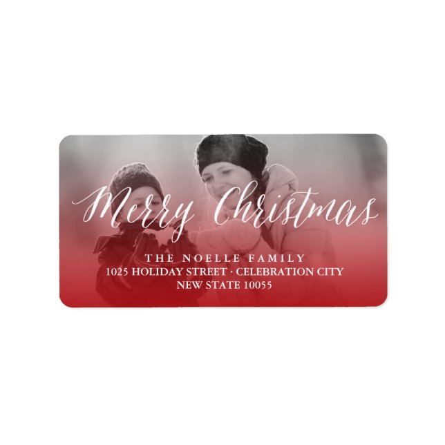 Merry Christmas Simple White Script Return Address Label (Front)
