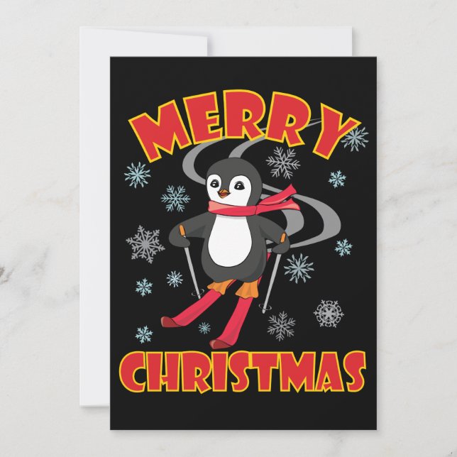 Merry Christmas Skiing Penguin (Front)