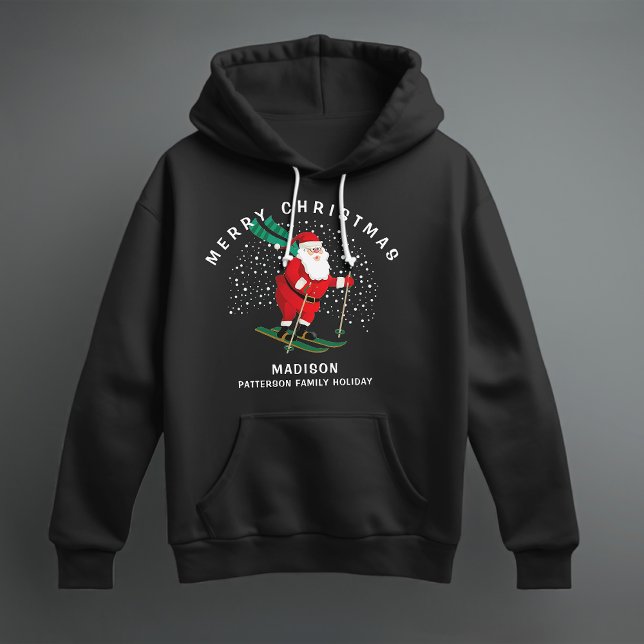 Merry Christmas Skiing Santa Winter Personalized Hoodie (Creator Uploaded)