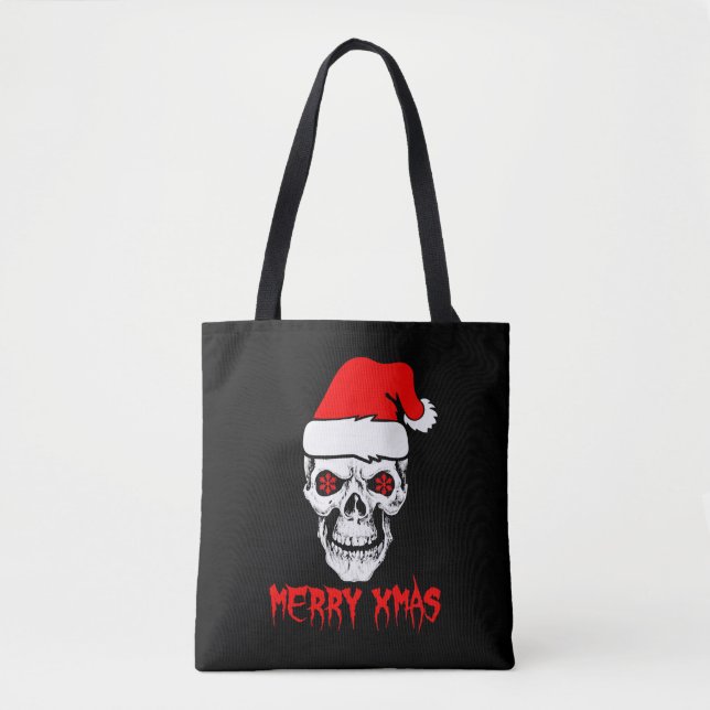 Merry Christmas Skull Tshirt Tote Bag (Front)