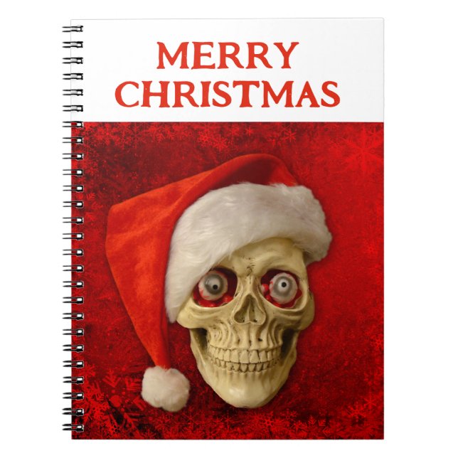 Merry Christmas. Skull wearing Santa hat Notebook (Front)