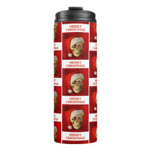 Merry Christmas. Skull wearing Santa hat Thermal Tumbler