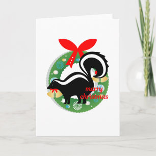 merry christmas skunk holiday card