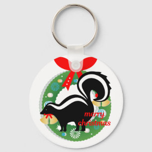 merry christmas skunk keychain