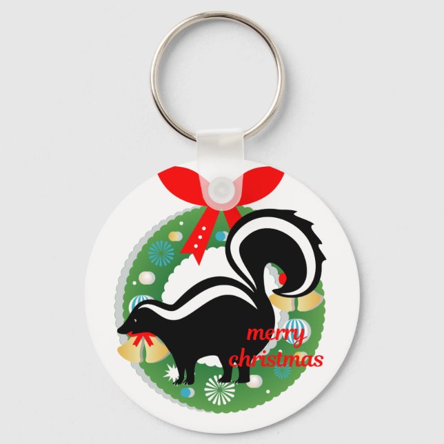 merry christmas skunk keychain (Front)