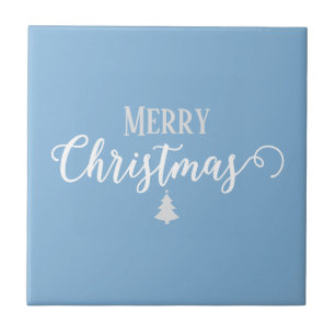 Merry Christmas Sky Blue Solid Color #85b5da Tile