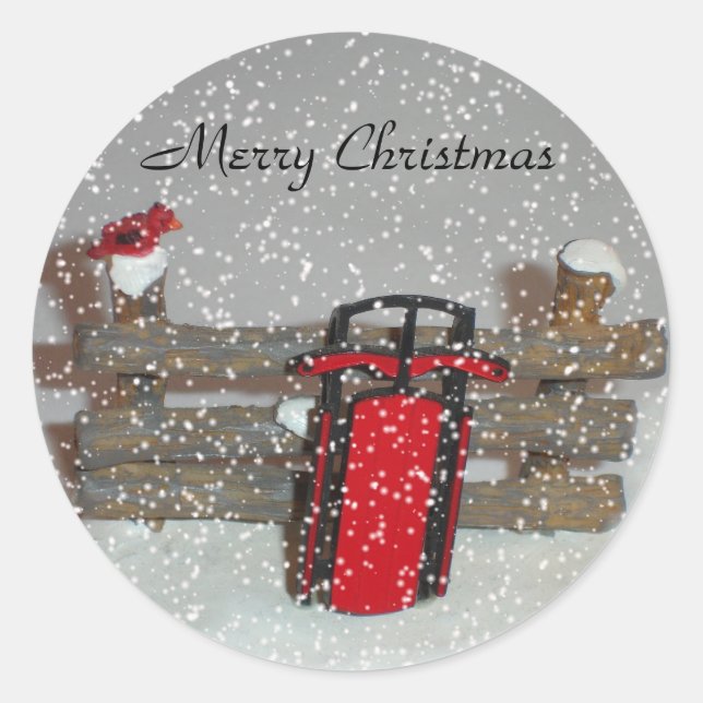 Merry Christmas Sled Sticker (Front)