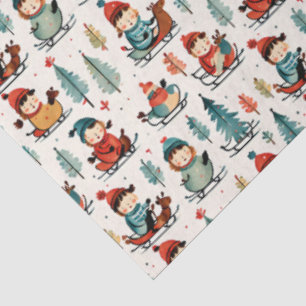 Merry Christmas    Sledding Children Christmas Tissue Paper