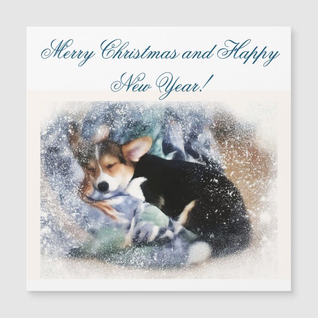 Merry Christmas Sleeping Corgi Puppy (Front)