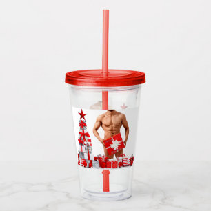 Merry Christmas SlipperyJoe red white silver gift Acrylic Tumbler