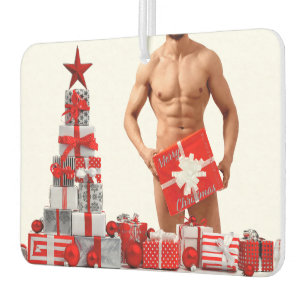 Merry Christmas SlipperyJoe red white silver gift  Air Freshener