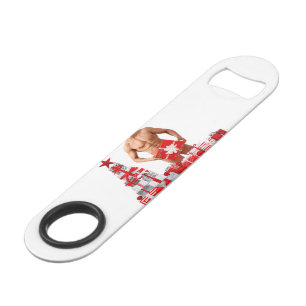 Merry Christmas SlipperyJoe red white silver gift Bar Key
