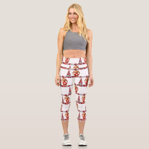 Merry Christmas SlipperyJoe red white silver gift Capri Leggings