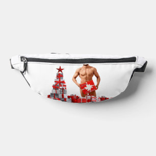 Merry Christmas SlipperyJoe red white silver gift Fanny Pack
