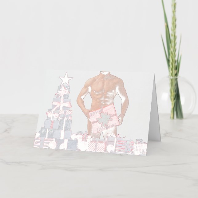 Merry Christmas SlipperyJoe red white silver gift  Foil Holiday Card (Front)