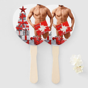 Merry Christmas SlipperyJoe red white silver gift  Hand Fan