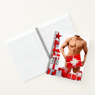 Merry Christmas SlipperyJoe red white silver gift Notebook