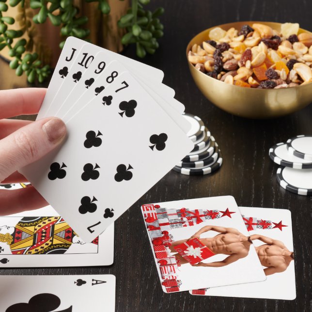 Merry Christmas SlipperyJoe red white silver gift  Playing Cards (In Situ)