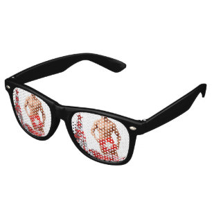 Merry Christmas SlipperyJoe red white silver gift Retro Sunglasses