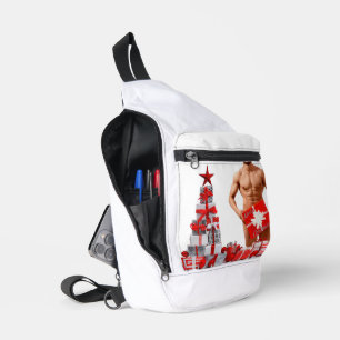 Merry Christmas SlipperyJoe red white silver gift Sling Bag