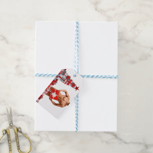 Merry Christmas SlipperyJoe red white silver gift Tags