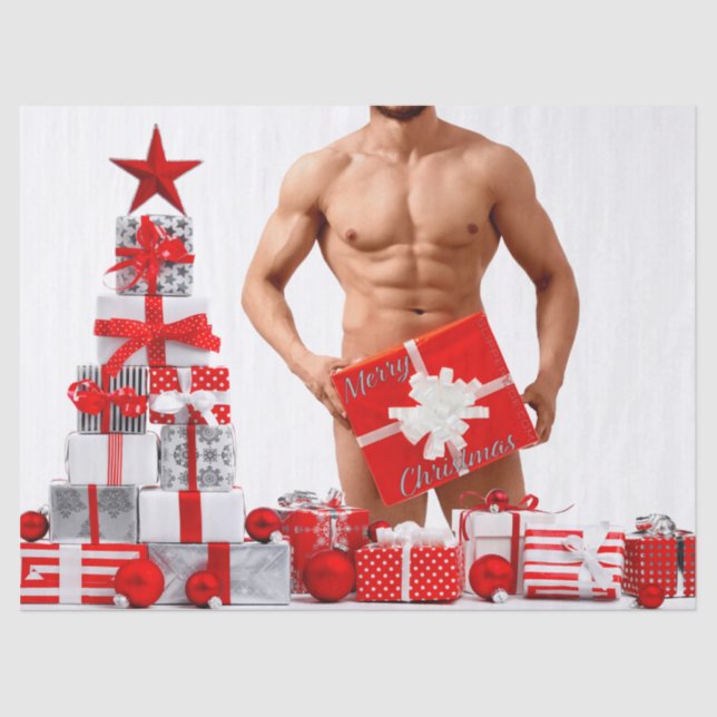 Merry Christmas SlipperyJoe red white silver gift  Tissue Paper (Front)