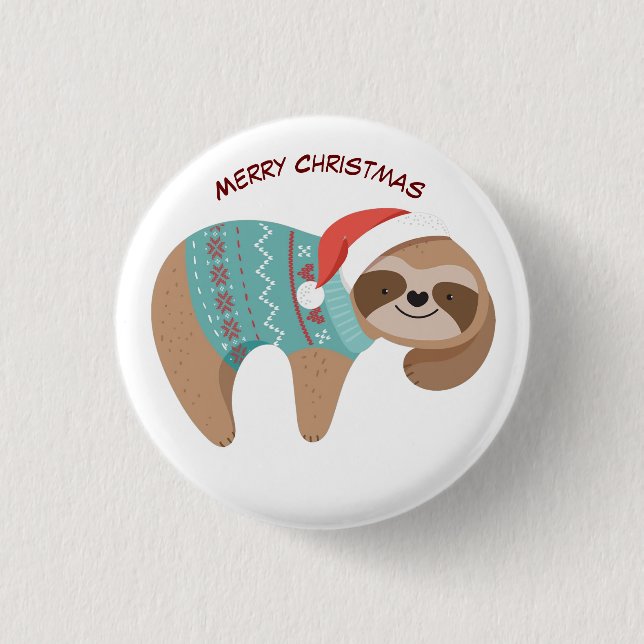 Merry Christmas Sloth   1 Inch Round Button (Front)