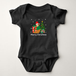 Merry Christmas Sloth Christmas  Baby Bodysuit