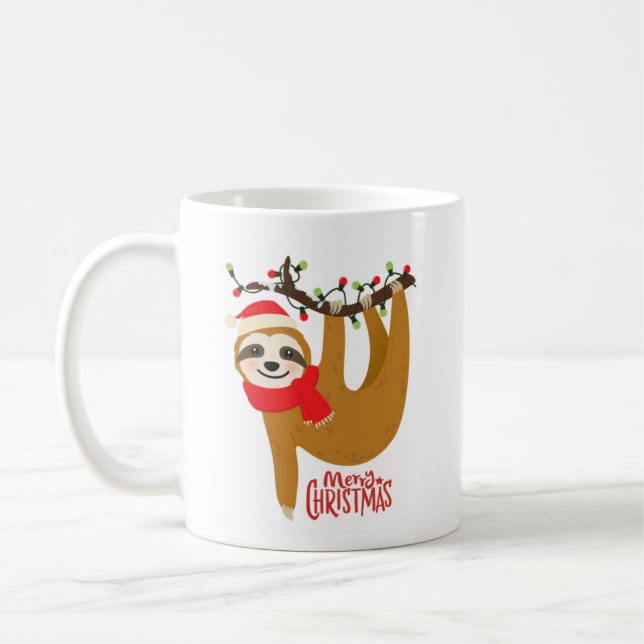 Merry Christmas Sloth Coffee Mug (Left)