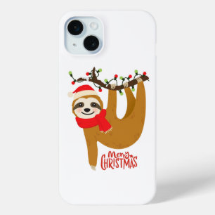 Merry Christmas Sloth Cute Festive Holidays iPhone 15 Mini Case