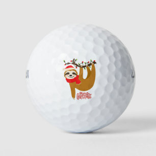 Merry Christmas Sloth Cute Festive Holidays Golf Balls