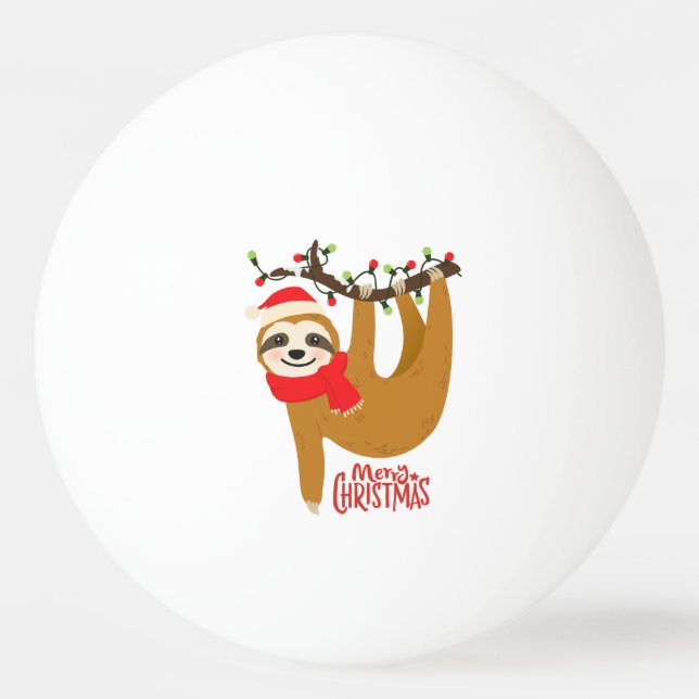 Merry Christmas Sloth  Cute Festive Holidays Ping Pong Ball (Front)