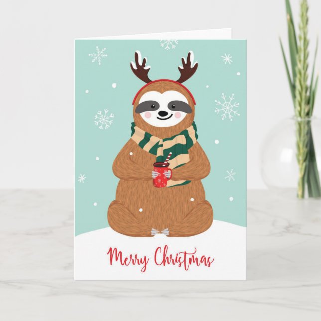 Merry Christmas Sloth Holiday Card (Front)