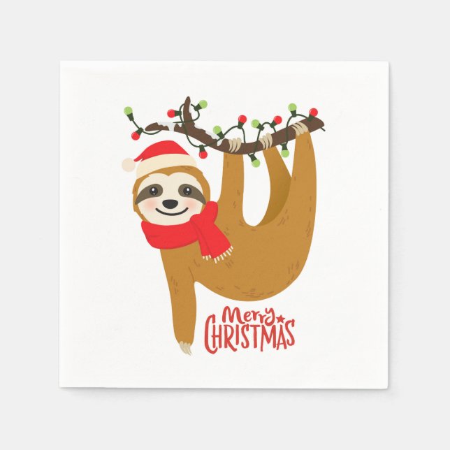 Merry Christmas Sloth | Holidays Napkin (Front)