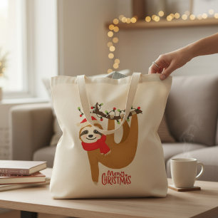 Merry Christmas Sloth   Holidays Tote Bag