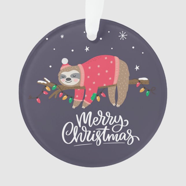 Merry Christmas Sloth Ornament (Front)