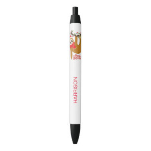 Merry Christmas Sloth Personalized Name Black Ink Pen