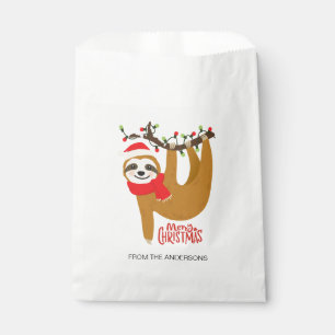 Merry Christmas Sloth Personalized Name   Holidays Favour Bag