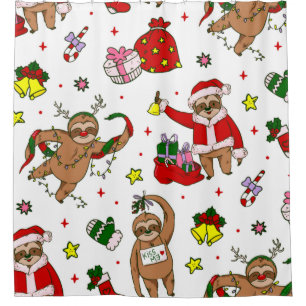 merry christmas sloth santa claus reindeer