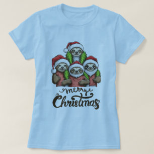 Merry Christmas Sloth Squad Cute Relaxing Holiday T-Shirt